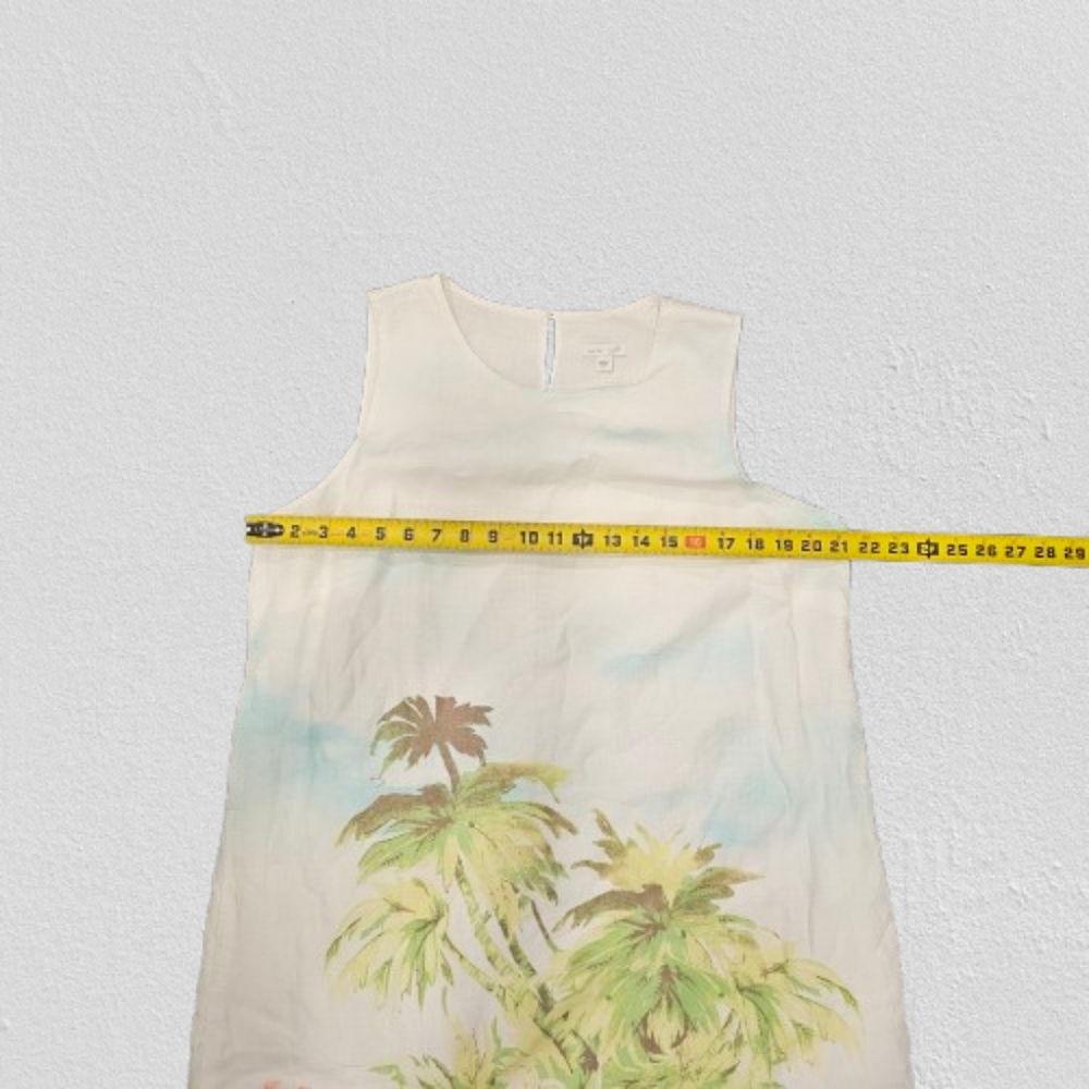 J Jill Love Linen  Beach Palm Tree Tropical Print Pockets Shift Dress Sz L Vacay - Picture 6 of 6